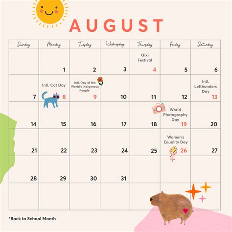 August Holiday Calendar 2022 - New Jetpack Site