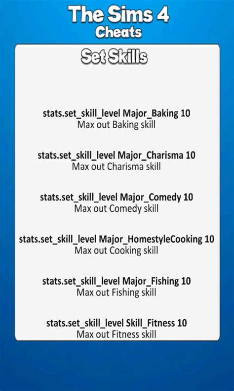 All Sims 4 Cheat Codes - Application sur Amazon Appstore
