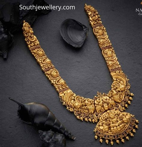 Antique gold deep nakshi work haram - Indian Jewellery Designs