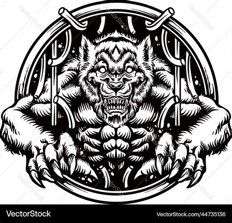 Silhouette angry werewolf clipart Royalty Free Vector Image