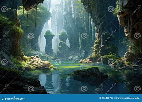 Magnificent Karst Landscape with Caves Stock Illustration ...