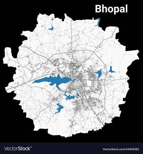 Bhopal map detailed map of city Royalty Free Vector Image