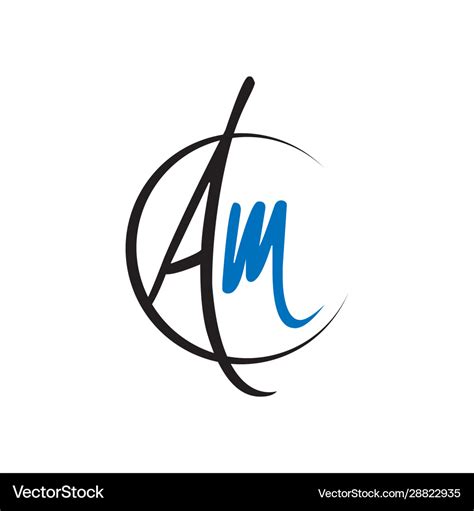 Curvy initial a m letter am logo design graphic Vector Image