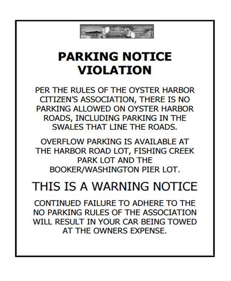 Parking Violation Notice Template