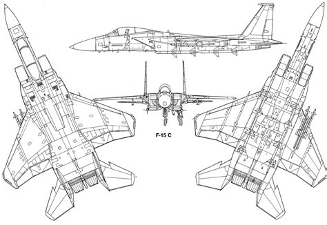 McDonnell Douglas F-15 Eagle Blueprint - Download free blueprint for 3D ...