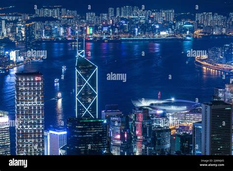 Hong Kong night view seen from Victoria Peak Stock Photo - Alamy