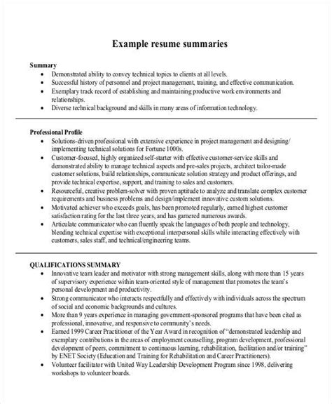 Sample Resume Introduction | Free Samples , Examples & Format Resume ...