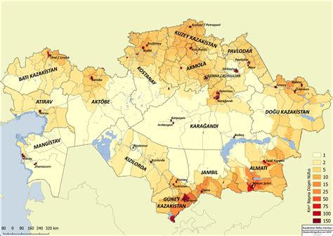 Population density map Kazakhstan : r/MapPorn