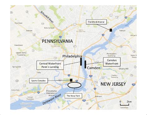 Map of the Philadelphia-Camden Waterfront and the Navy Yard. Copyright ...