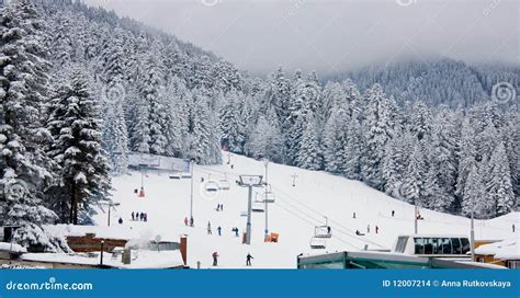 Ski Slope and Chair Ski Lift in Borovets, Bulgaria Stock Photo - Image ...