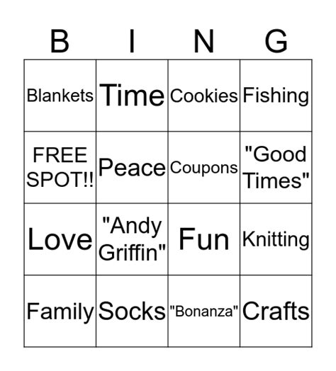 Senior Bingo Card