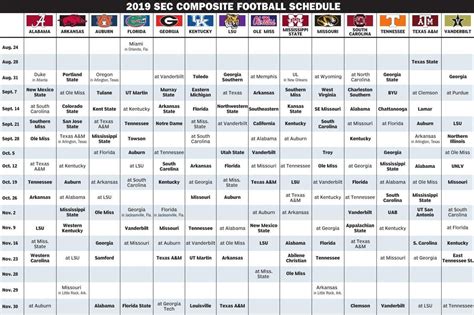 Printable college football schedules for SEC, SWAC, other Louisiana ...