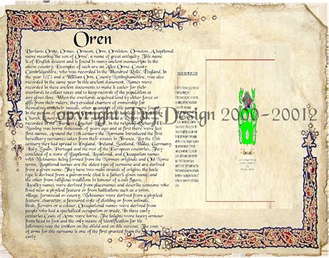 Amazon.com: Oren Coat of Arms/ Family Crest on Fine Paper and Family ...