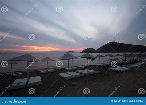 A Spectacular Sunset in the Seaside Town of Turgutreis Stock Photo ...