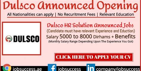 Dulsco Recruitment Dubai & Dulsco HR Solutions Latest Opening