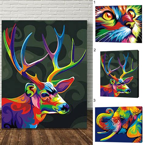 Colorful Animals DIY Digital Acrylic Oil Painting Paint By Number Kit ...