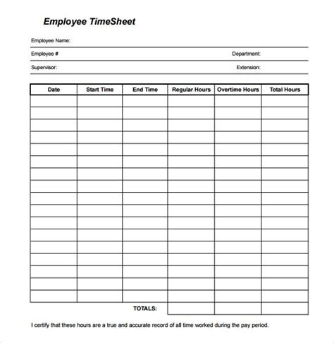 23+ Employee Timesheet Templates – Free Sample, Example Format Download ...