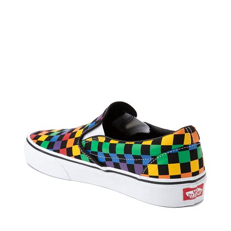 Vans Slip-On Rainbow Checkerboard Skate Shoe - Black / Multicolor ...