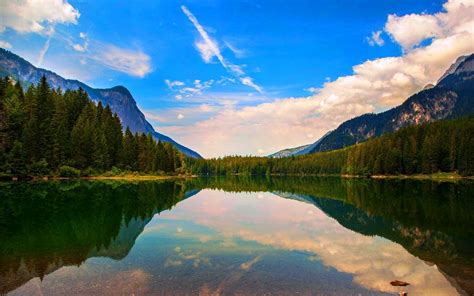 nature, Landscape, Lake, Reflection, Mountain, Clouds, Forest, Italy ...