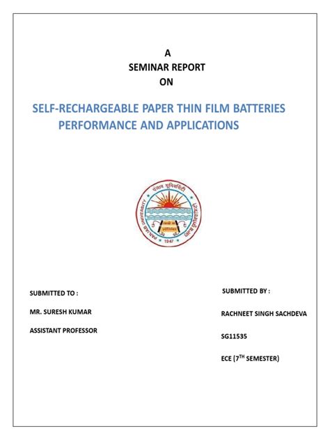 Self-Rechargeable Paper Thin Film Batteries Performance AND ...