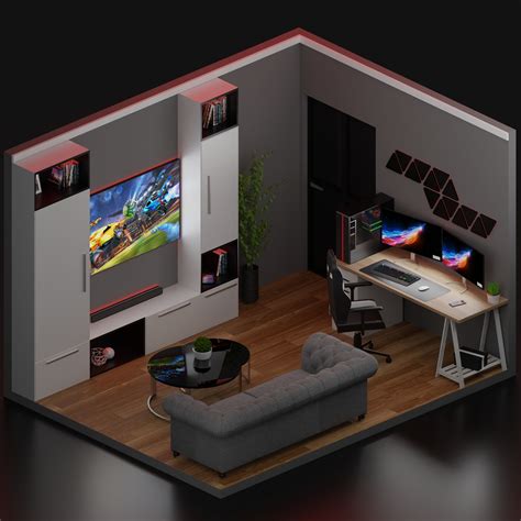 Realistick Low-Poly gaming room design 3D model | CGTrader