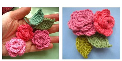 Crocheted Rose Applique Flowers [FREE Pattern+ Photo Tutorial] The ...