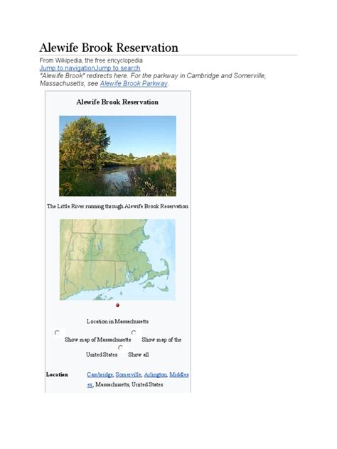 Alewife Brook Reservation | PDF | Water | Landscape