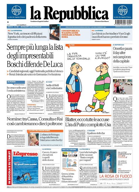 Le prime pagine dei quotidiani che sono in edicola oggi 29 maggio 2015 ...