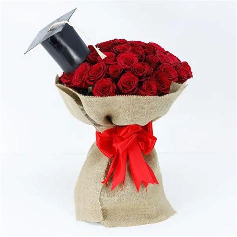 Graduation Bouquet of Red Roses - Flower Delivery UAE