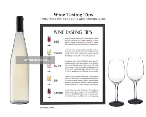 Printable Wine Tasting Tips Wine Tasting Guide Wine | Etsy