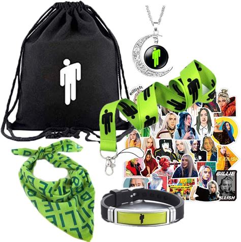 Billie Eilish Merch Bag Gift Set -1 Drawstring Bag/50 Pcs Stickers/1 ...