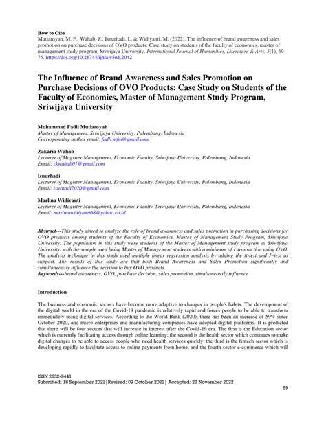 (PDF) influence of brand awareness and sales promotion on purchase ...