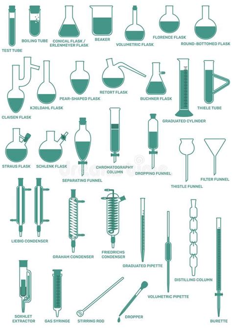 Laboratory Glassware Vertical. Set of laboratory glassware vector ...