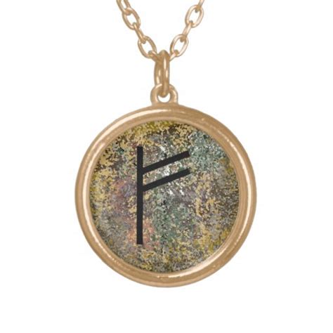 Rune necklace - Fehu - gold | Zazzle