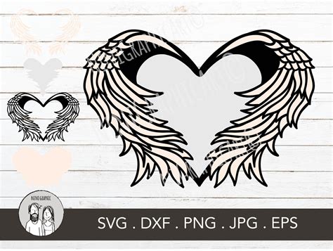 Wings SVG Heart Angel RIP in Loving Memory Heaven Love - Etsy