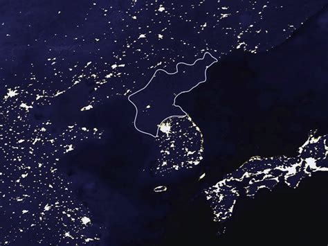 Satellite map of North Korea at night | North Korea | Asia | Mapsland ...