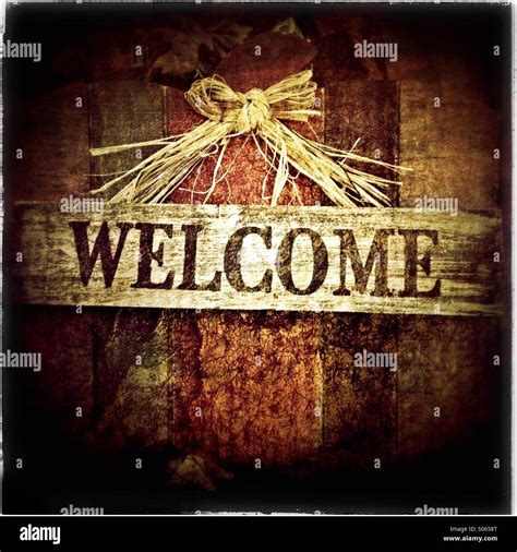 Rustic Welcome Sign Stock Photo - Alamy