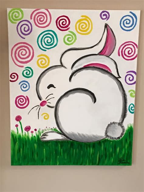 Acrylic Painting on Canvas by Lisa Fontaine. Bunny. Rabbit. Easter ...