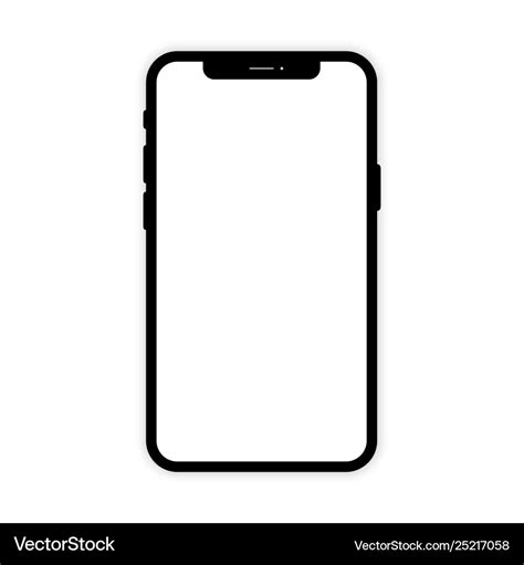 Black mobile phone with white screen phone mockup Vector Image