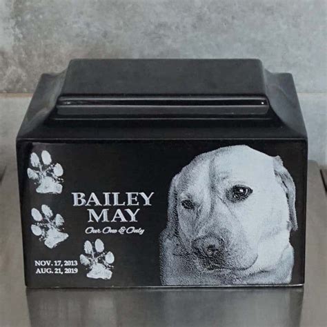 Large Granite Pet Cremation Urn Laser Engraved Photo Custom | Etsy ...