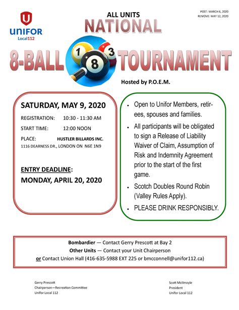 8-BALL TOURNAMENT | UNIFOR Local 112