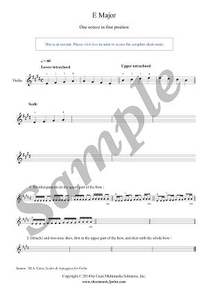 Violin : E Major Scale & Arpeggio - Grade 1 – Sheetmusic2print