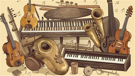 Painting Of Musical Instruments With Instrument Keys Background ...