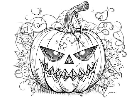 Spooky Halloween pumpkin - Halloween Coloring Pages for Adults