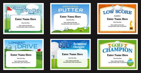 Golf Certificates - Editable Award Templates (Great Designs!)