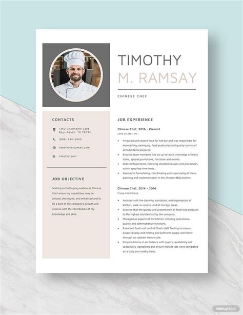 18+ Chef Resume Templates - Word, PDF, Google Docs