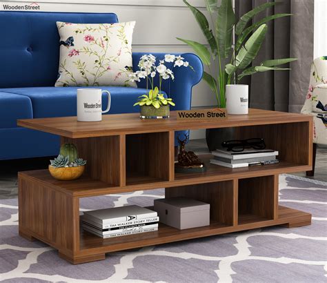 Buy Novak Z Shaped Engineered Wood Coffee Table with Open Shelves ...