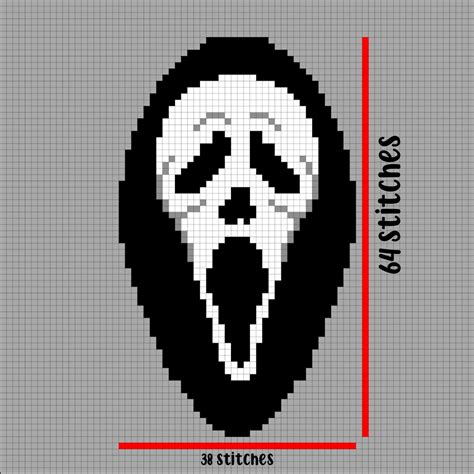 Ghostface Scream Mask Pattern for Crochet/Knit | Graph crochet, Crochet ...