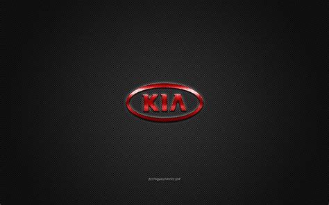 2K free download | Kia logo, red logo, gray carbon fiber background ...