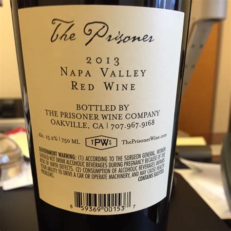 The Prisoner Wine Company The Prisoner Napa Valley Zinfandel Blend ...